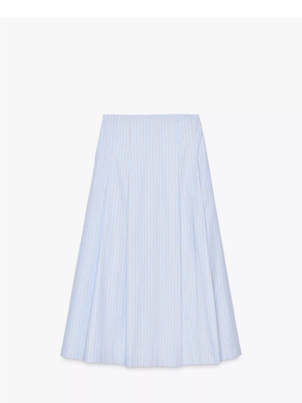 Zara Blue and White Striped Pleated Midi Skirt